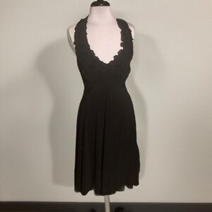 Onyx Nite Black halter dress 8 deep ruffles - Sz 4